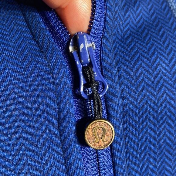 Lululemon Da Bomber Full Zip Up Jacket Blue Herringbone - Picture 12 of 14